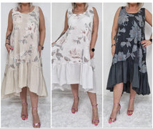 Load image into Gallery viewer, Floral Frill Hem Linen Dress
