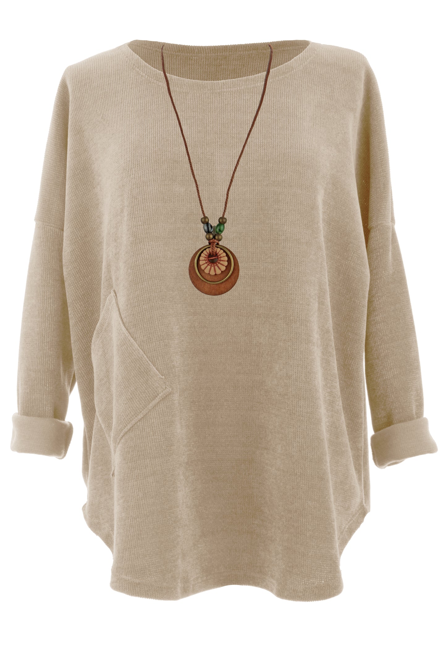 One Pocket Chenille Necklace Top