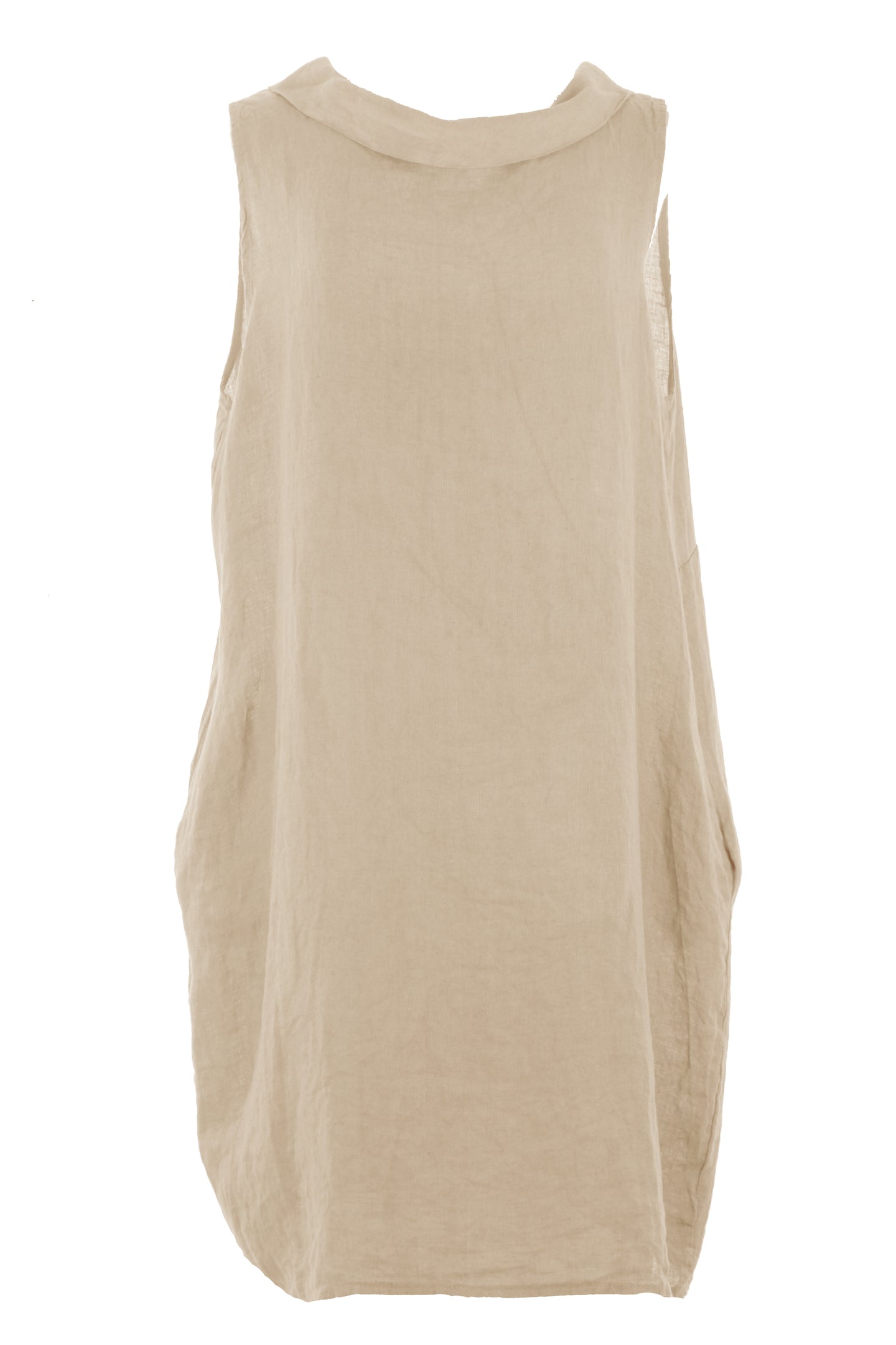 Sleeveless Round Collar Linen Dress