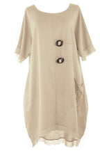 Load image into Gallery viewer, Tab Detail Linen Dress
