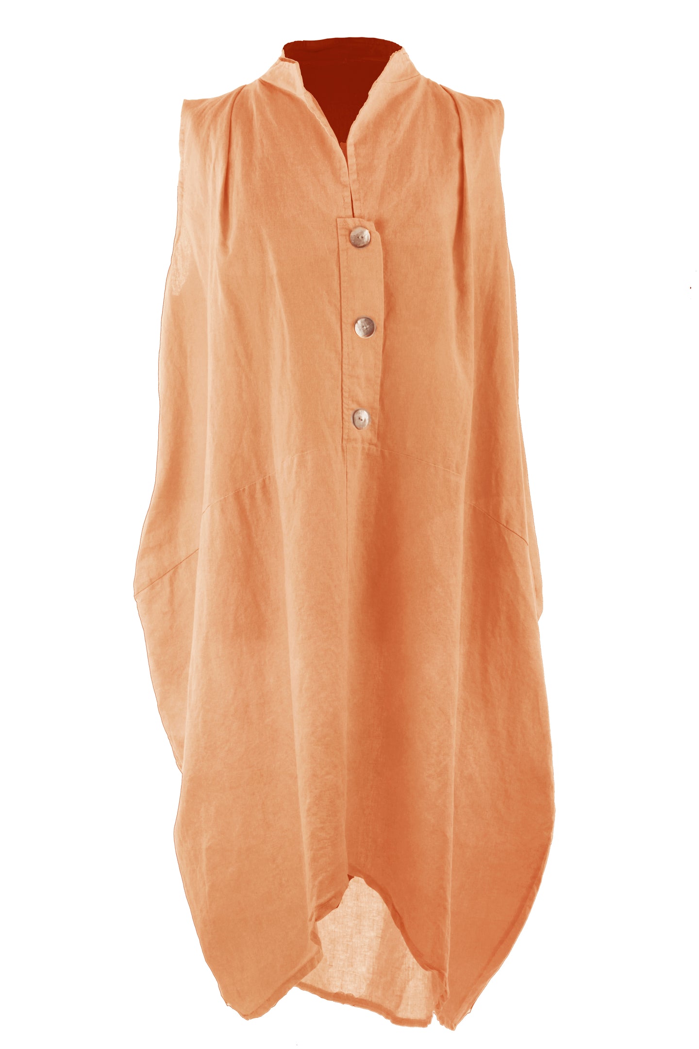 Sleeveless Button Detail Linen Dress