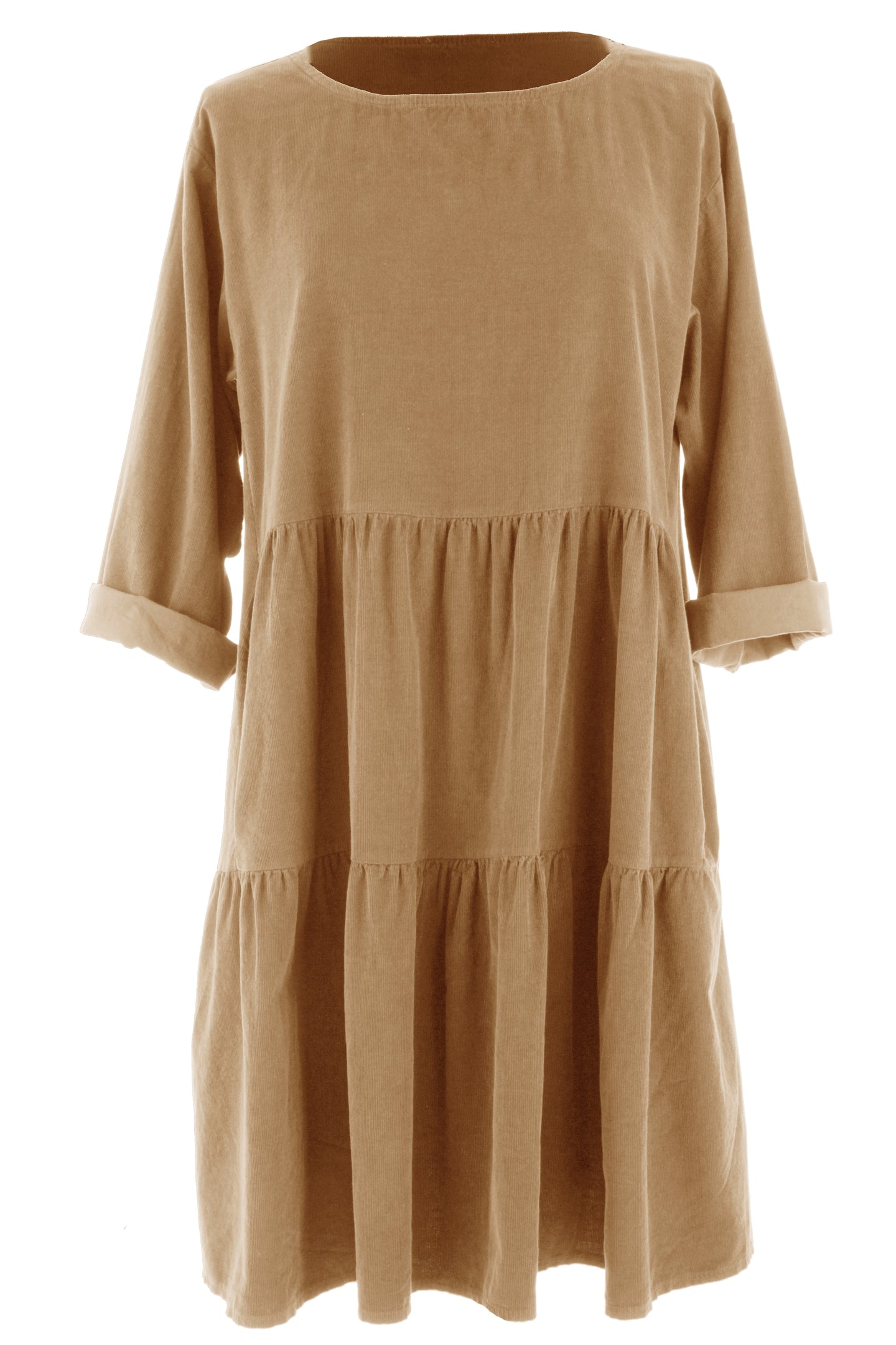 Tiered Swing Corduroy Dress