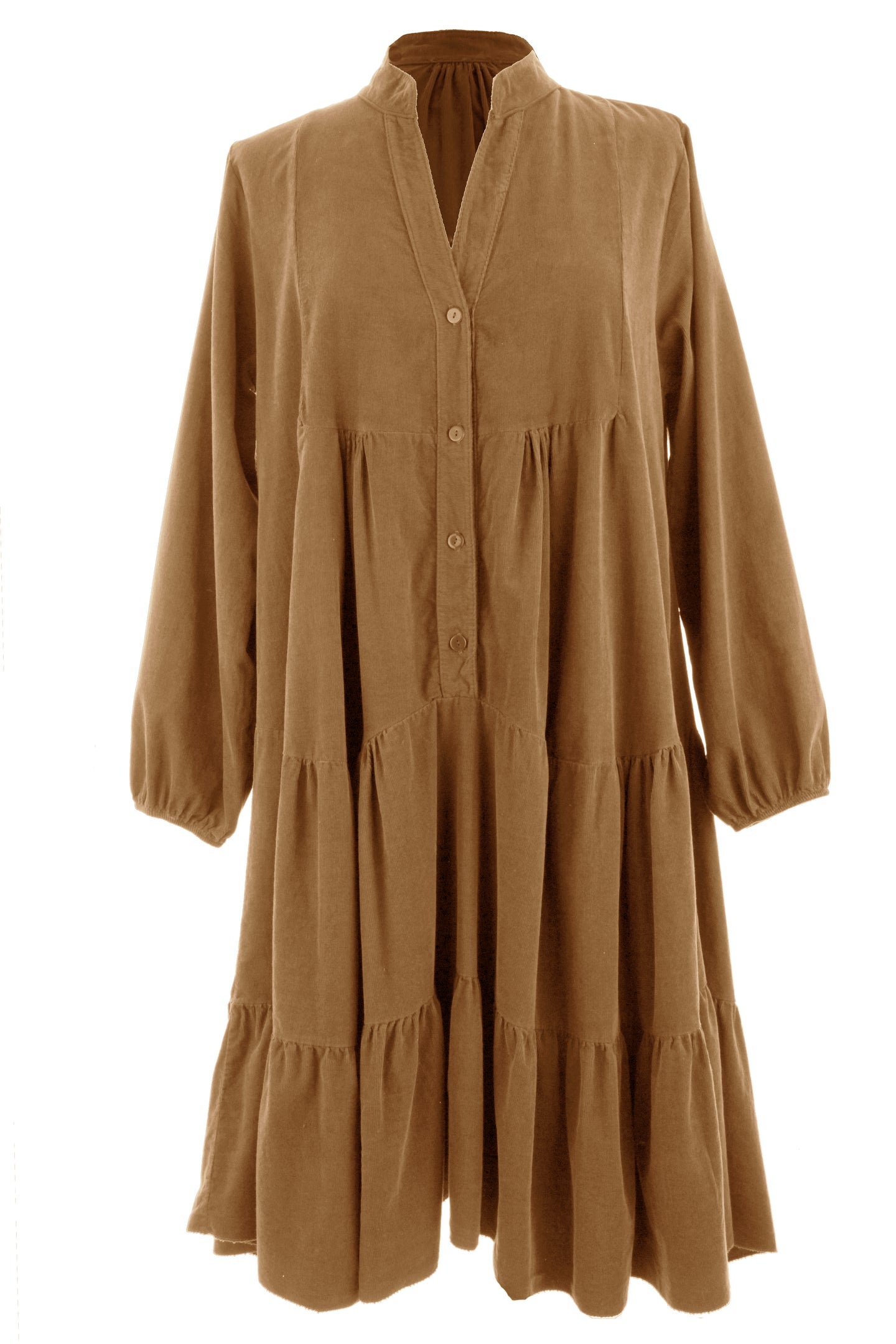 V Neck Corduroy Swing Dress