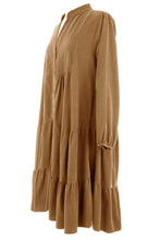 Load image into Gallery viewer, V Neck Corduroy Swing Dress
