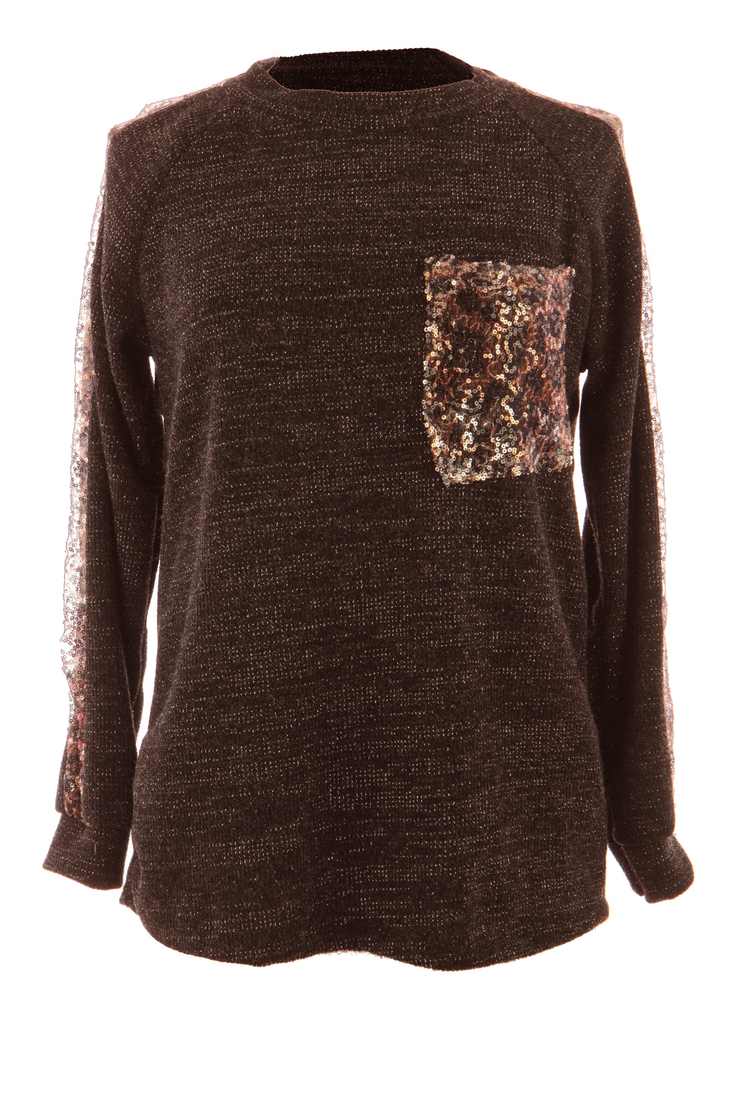 Leopard Sequin Trim Lurex Knit Jumper