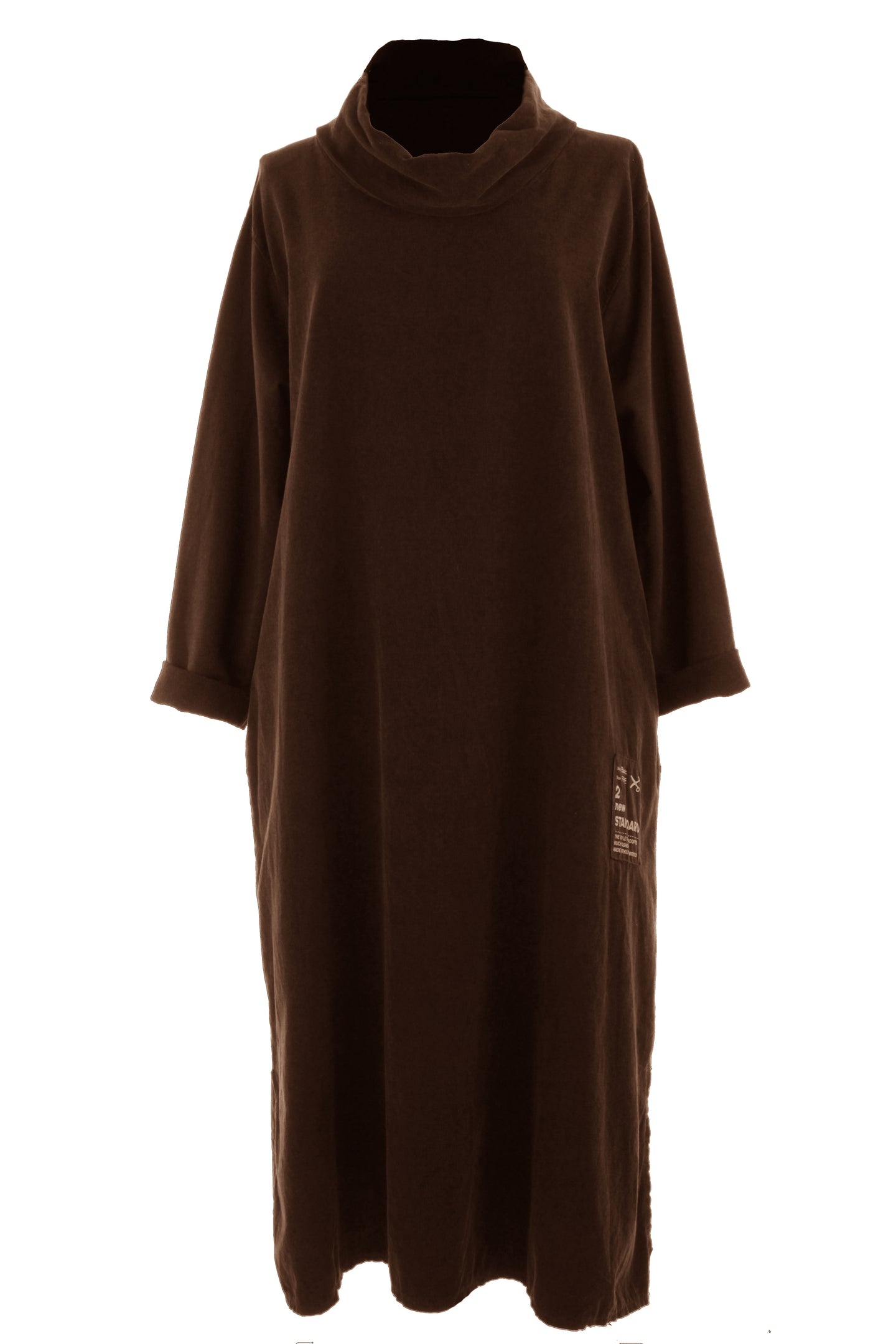 Cowl Neck Side Slit Corduroy Midi