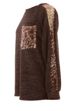 Load image into Gallery viewer, Leopard Sequin Trim Lurex Knit Jumper
