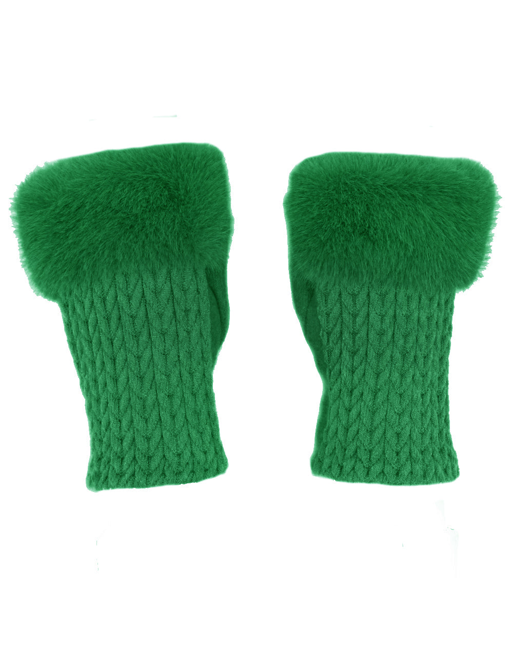 Faux Fur Cashmere Knit Fingerless Gloves