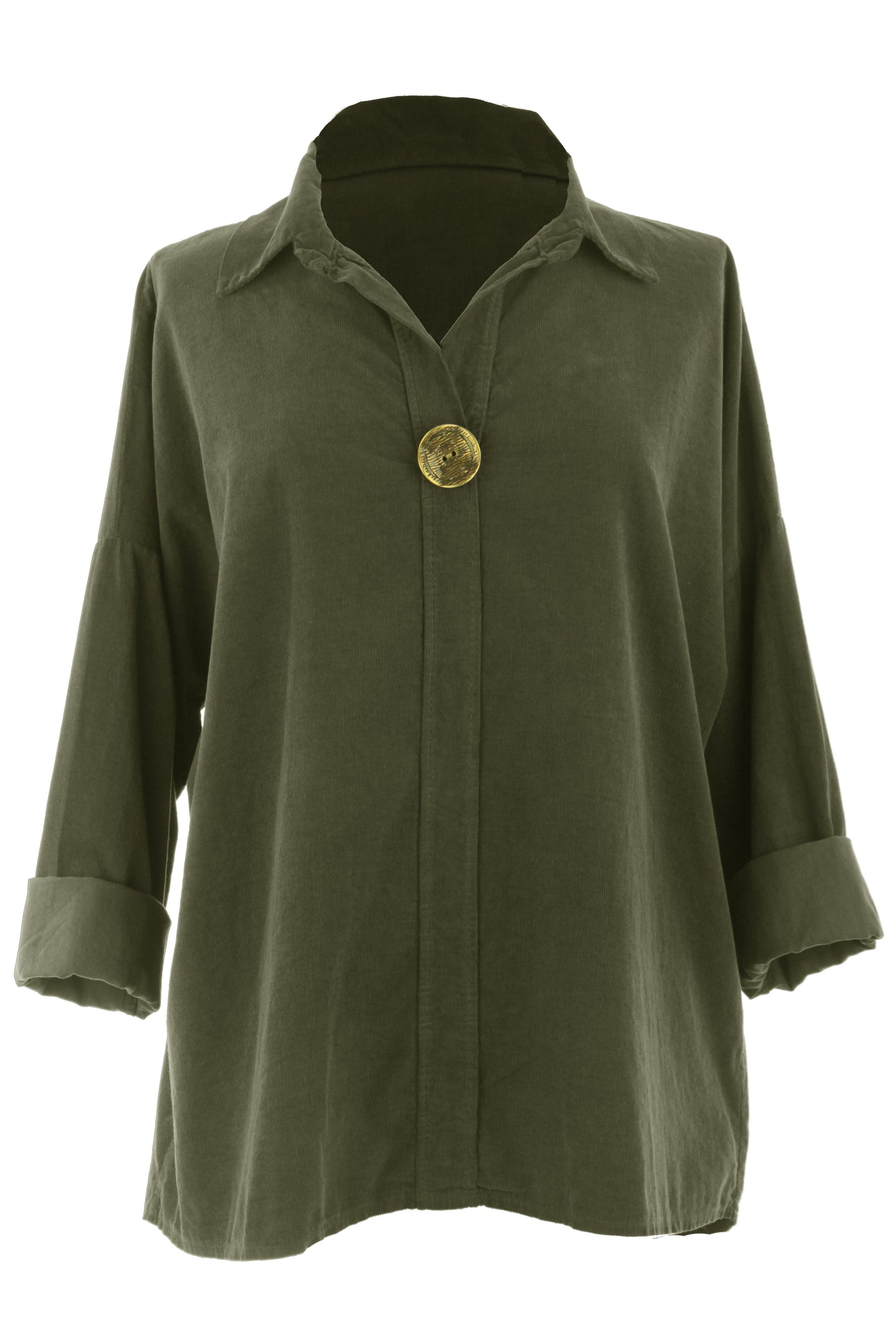 One Button Detail Corduroy Top