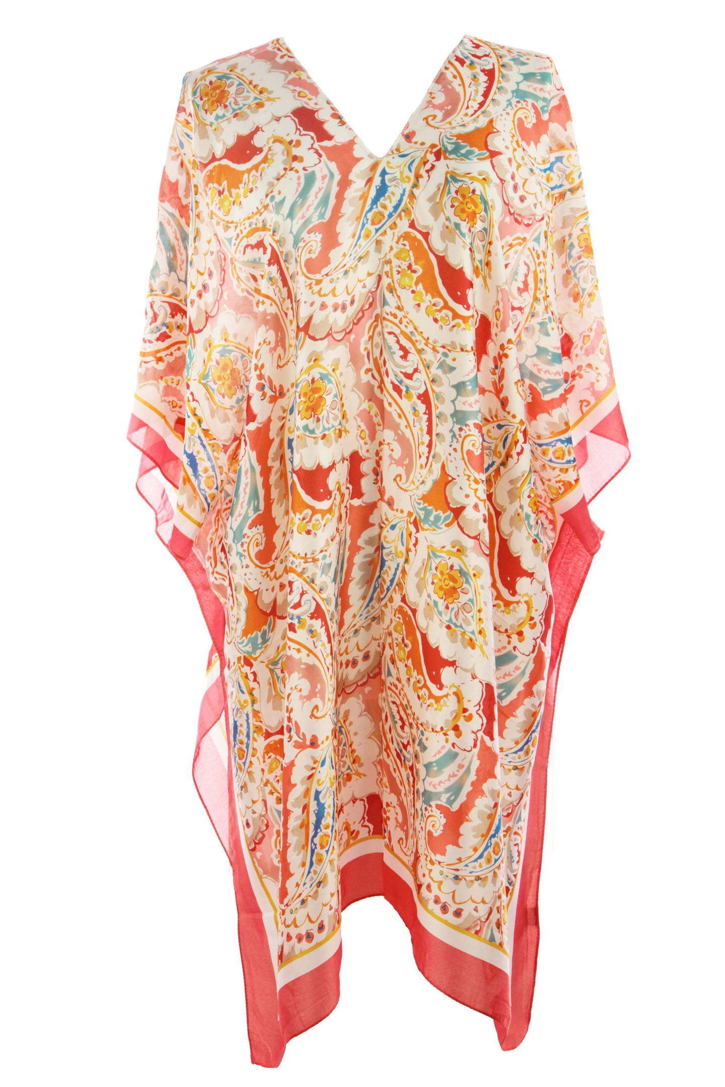 Border Paisley Print Silk Kaftan