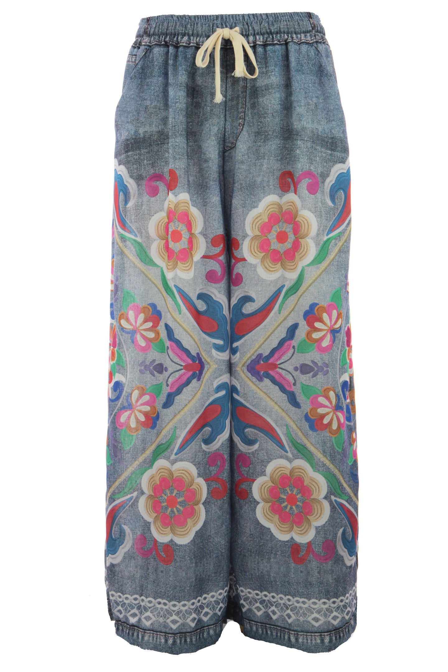 Denim Look Printed Trouser