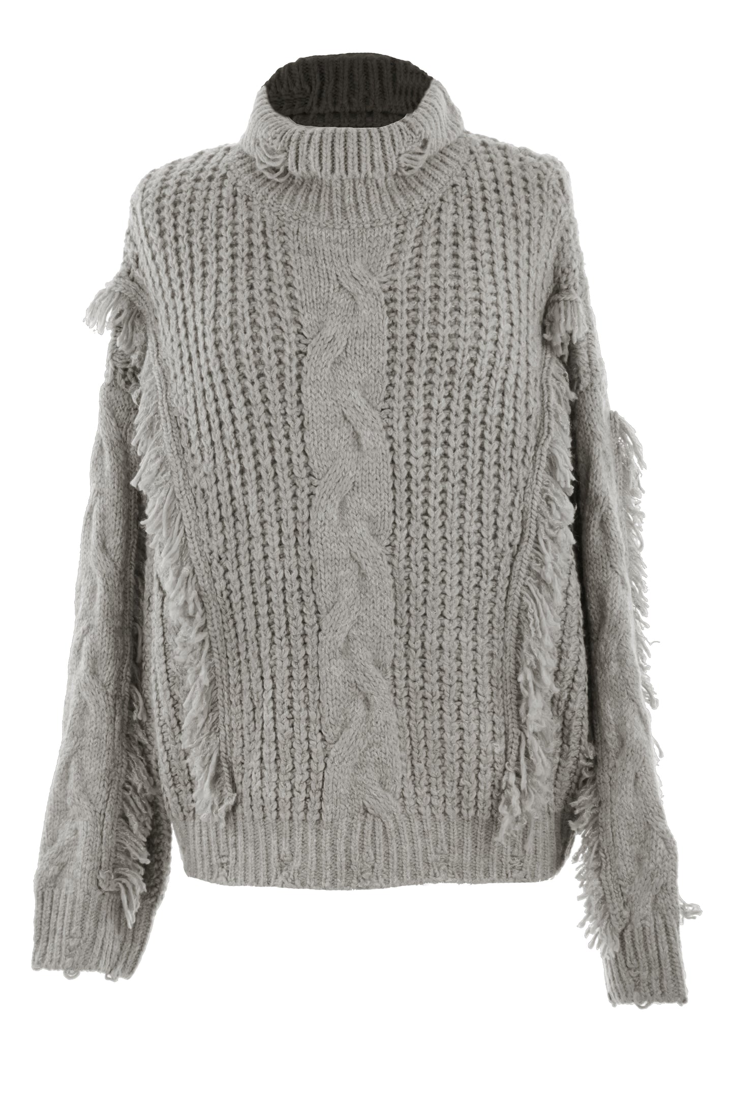 Cable Knit Fringe Wool Jumper