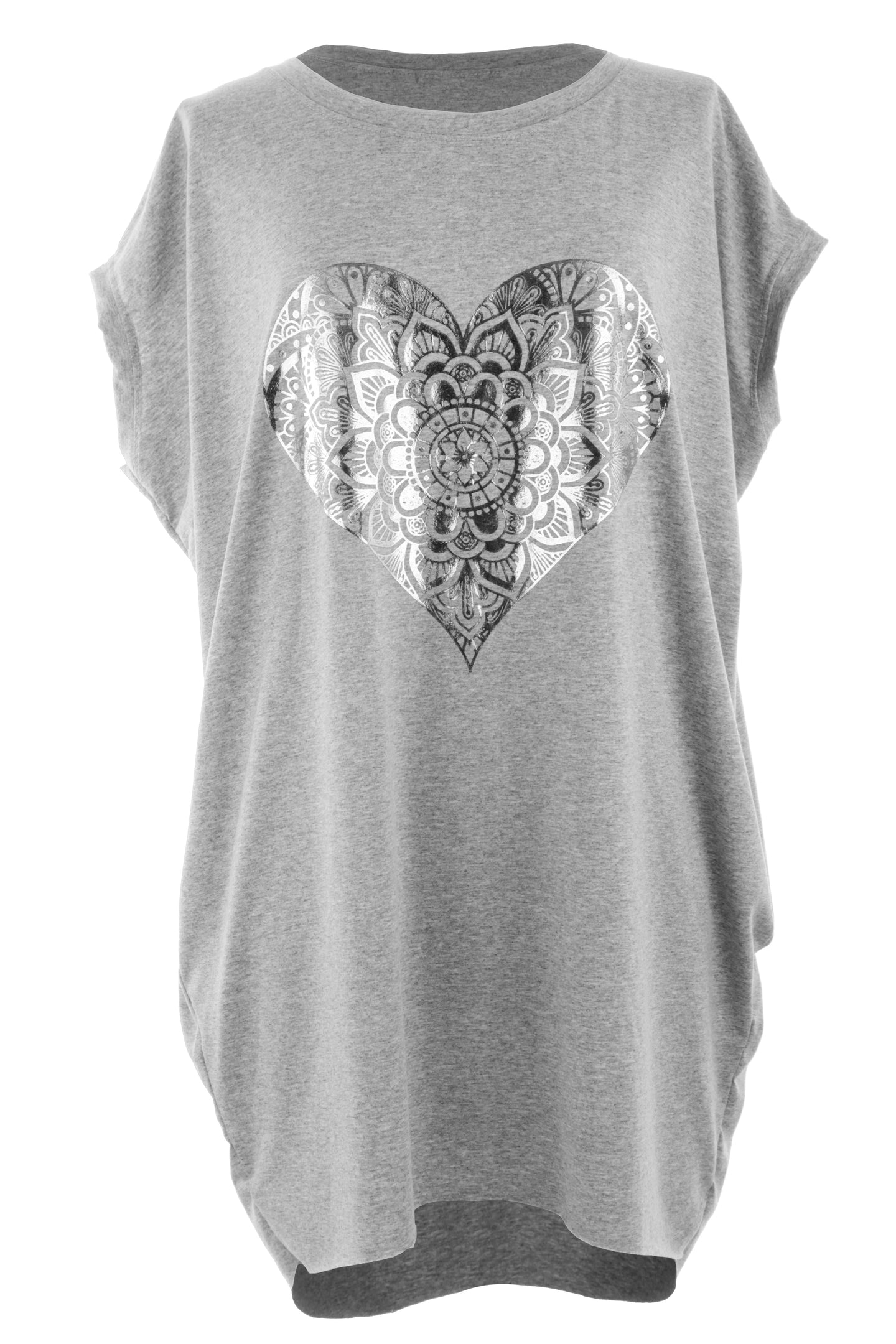 Silver Foil Heart Tunic Top