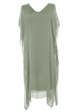 Load image into Gallery viewer, Batwing Silk Kaftan Midi
