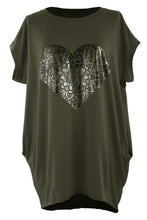 Load image into Gallery viewer, Silver Foil Heart Tunic Top
