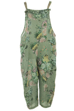 Load image into Gallery viewer, Floral Linen Dungaree
