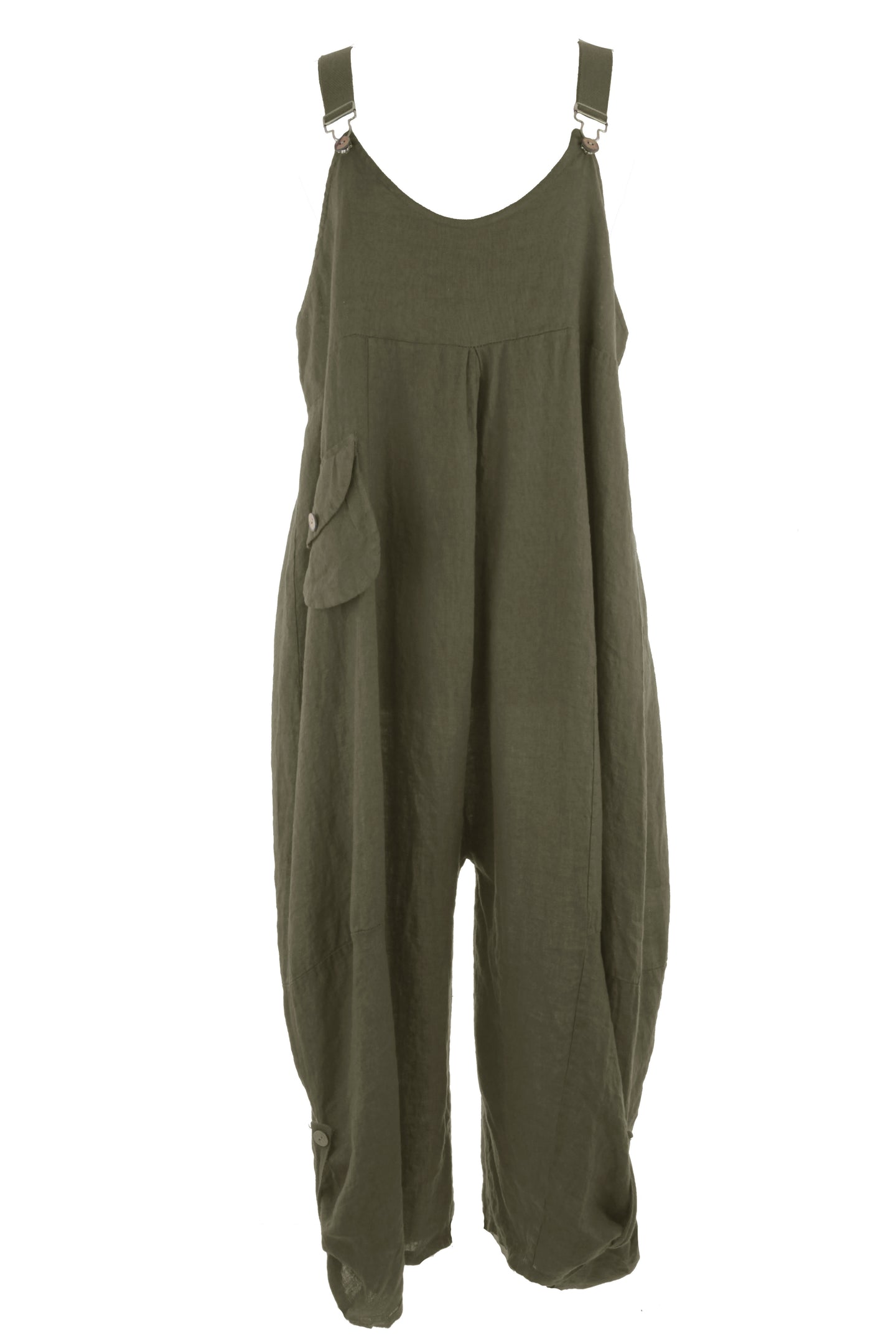 Flap Pocket Linen Jumpsuit