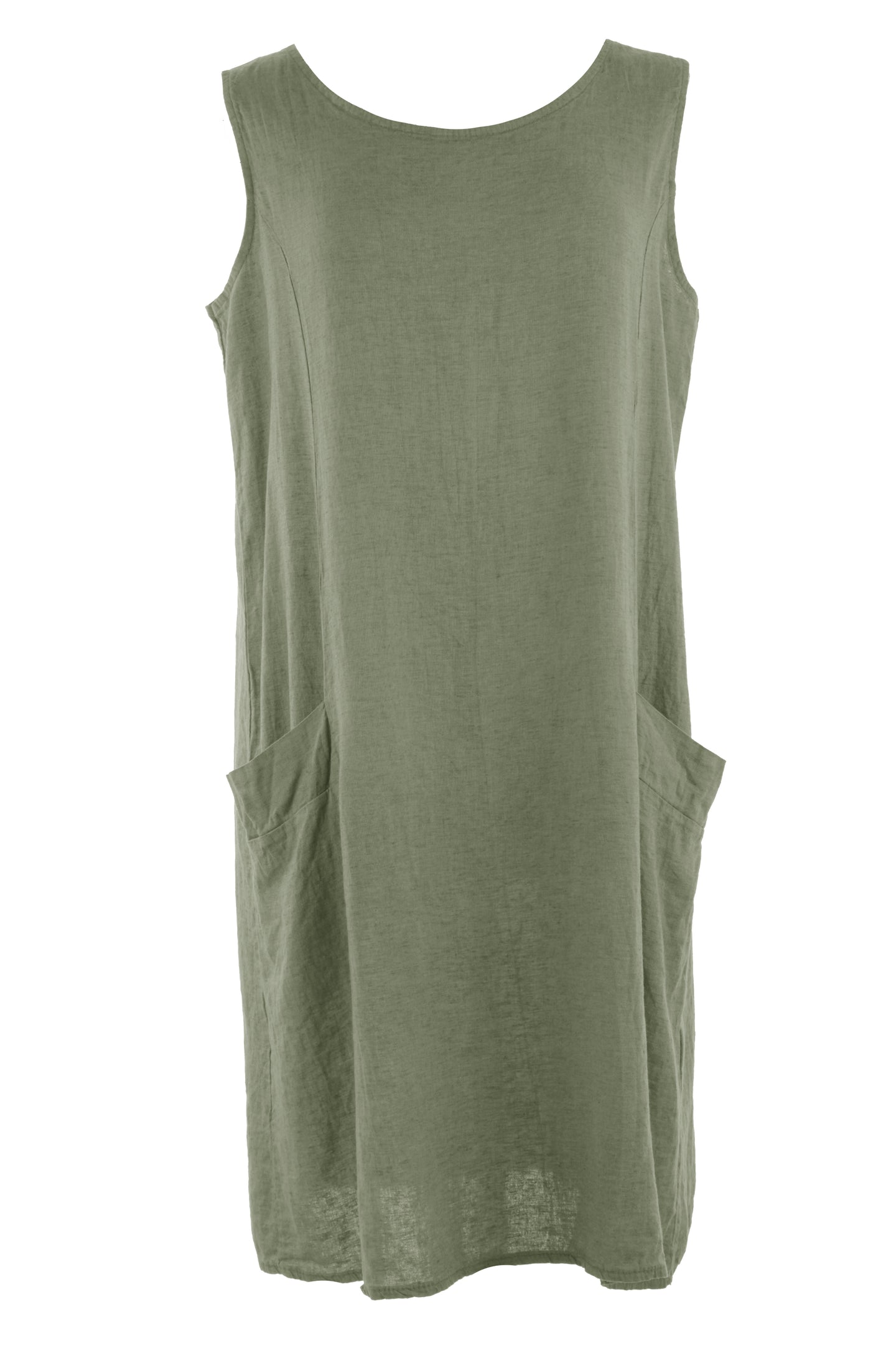 Sleeveless 2 Pocket Linen Dress