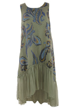 Load image into Gallery viewer, Paisley Print Silk Hem Linen Dress
