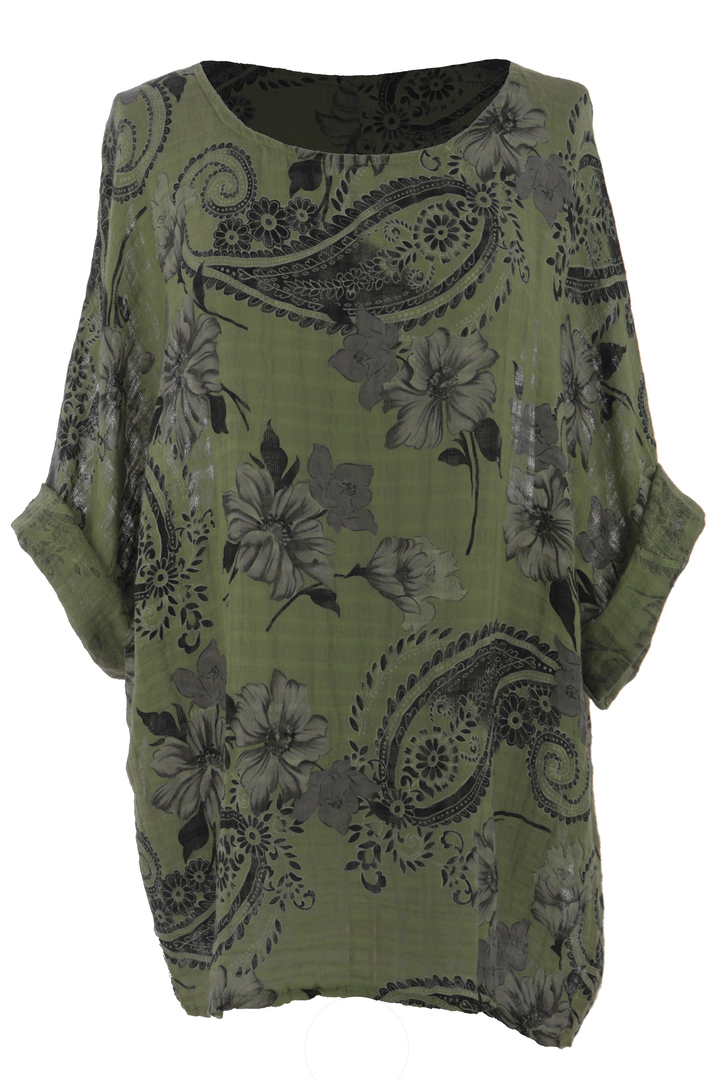 Floral Paisley Print Linen Top