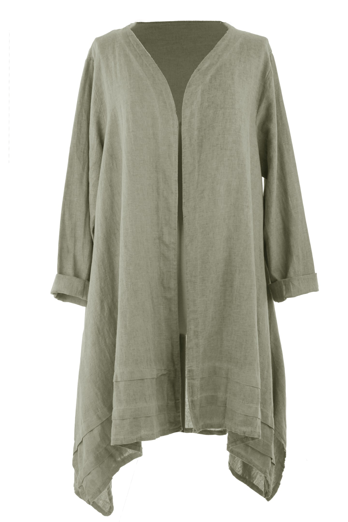 2 Pocket Asymmetric Linen Jacket