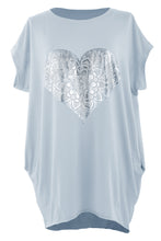 Load image into Gallery viewer, Silver Foil Heart Tunic Top
