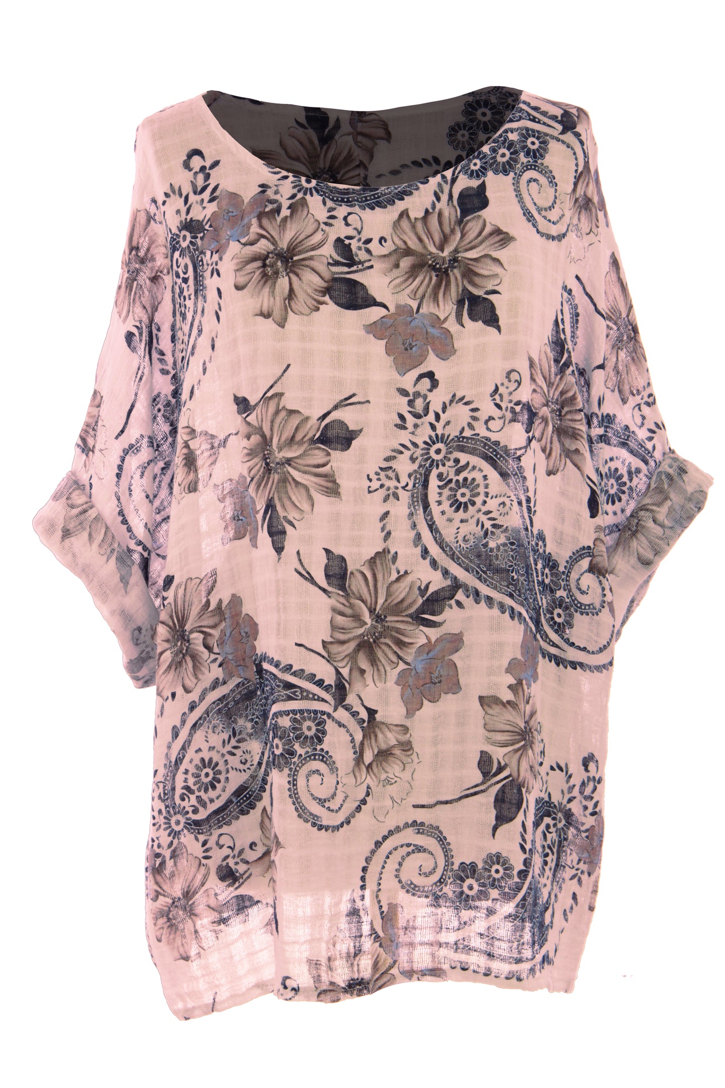 Floral Paisley Print Linen Top