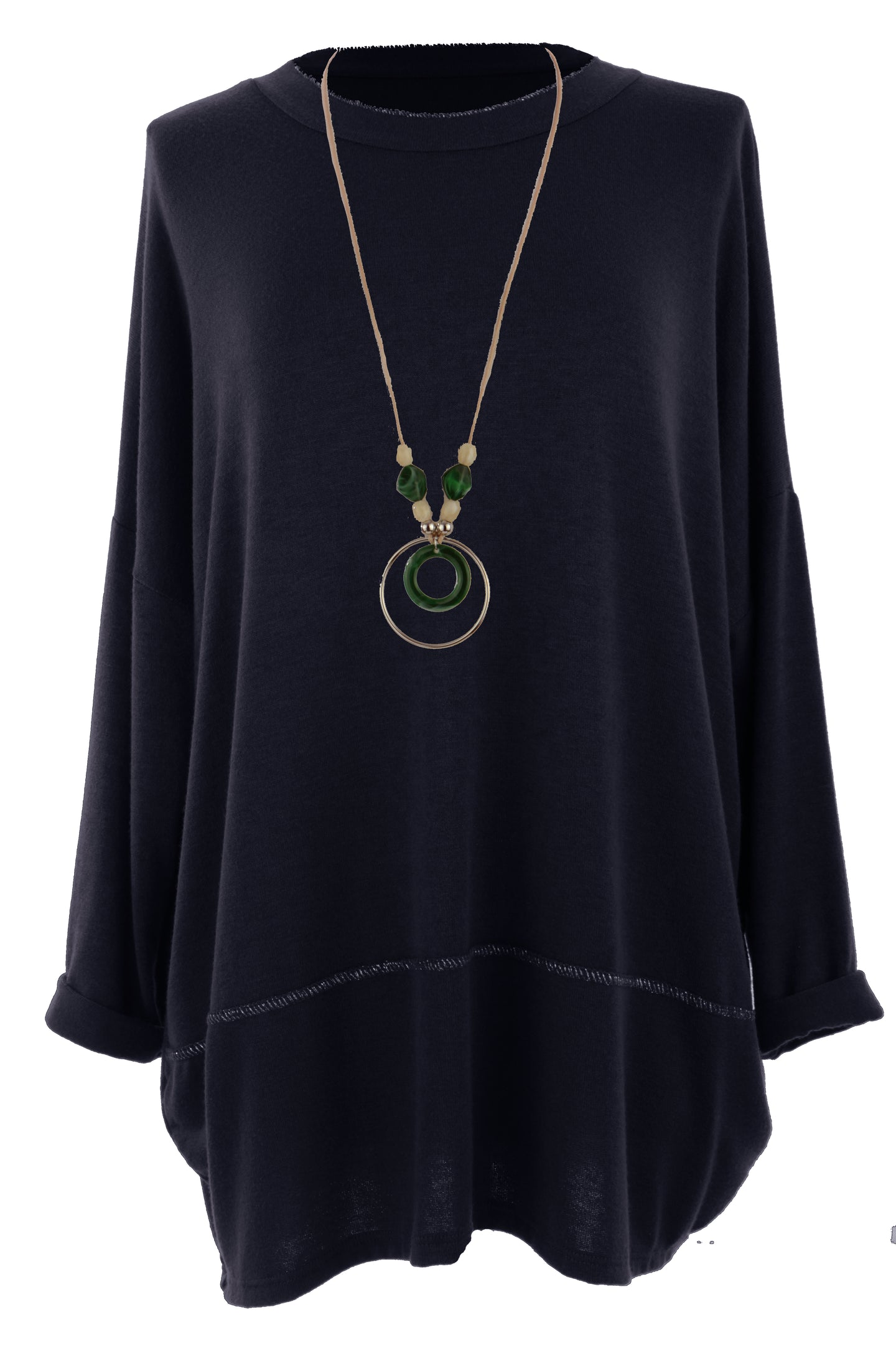 Lurex Trim Soft Knit Necklace Jumper