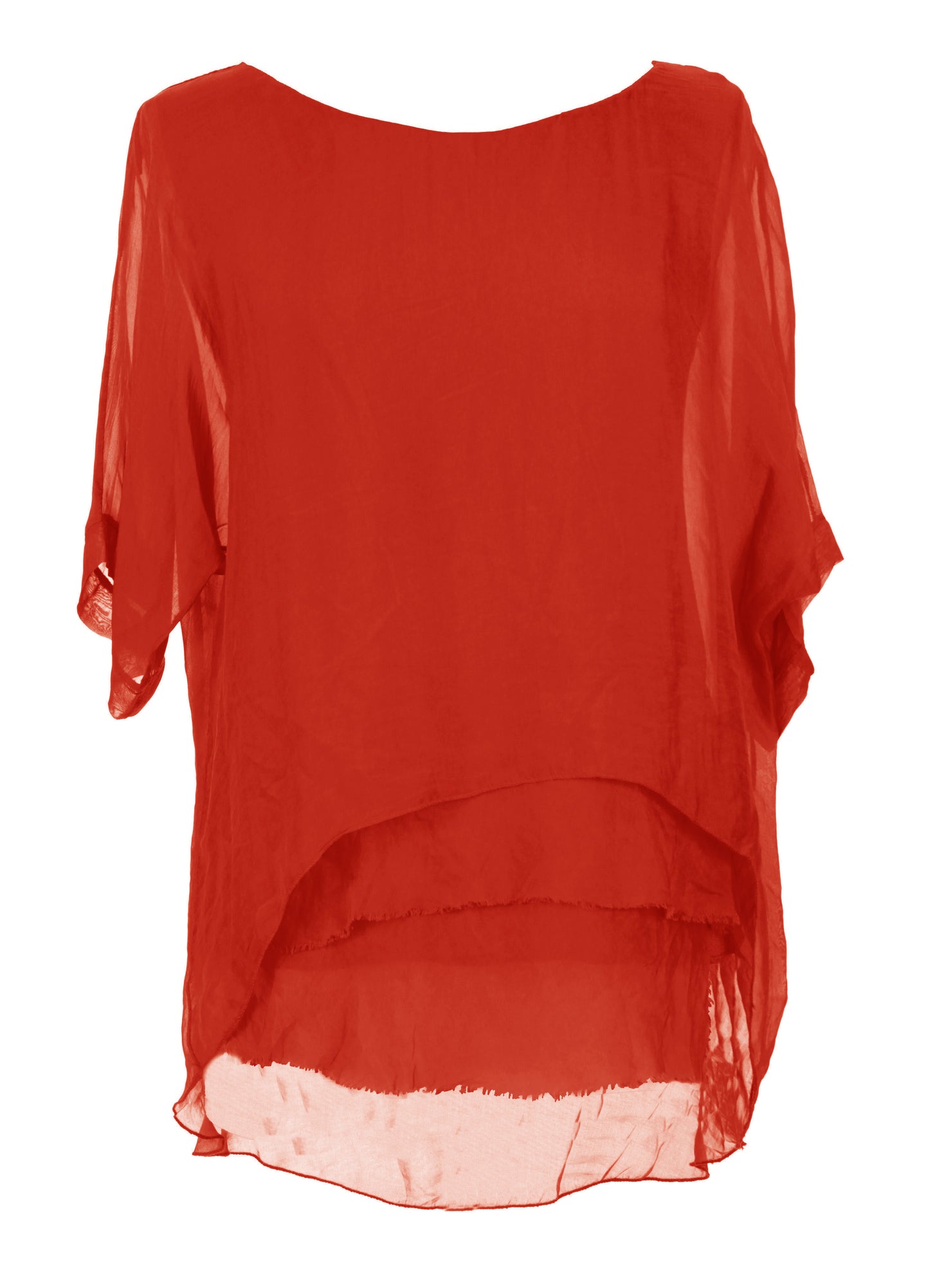 Frayed Hem Silk Top