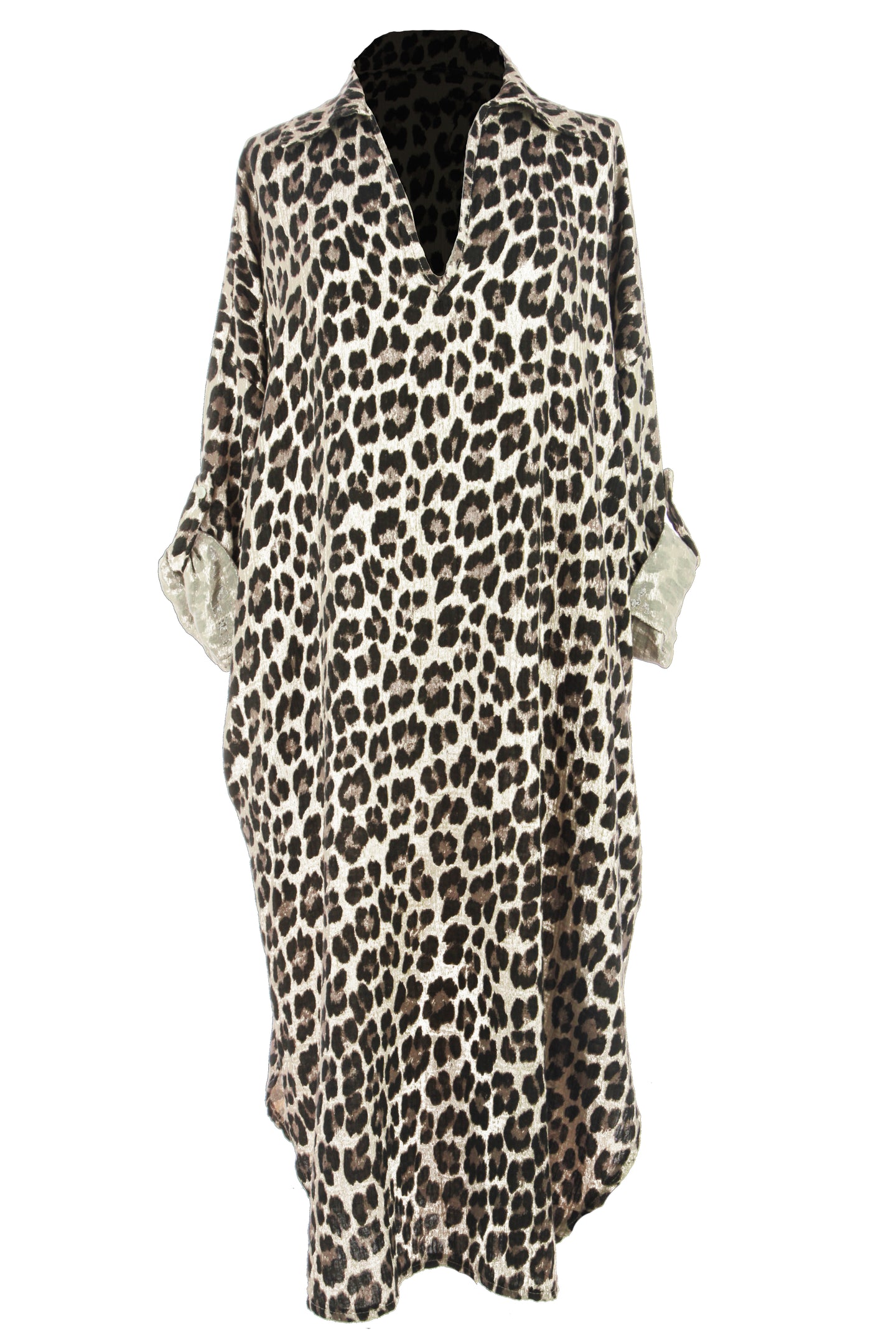 Leopard Print Cheesecloth Midi