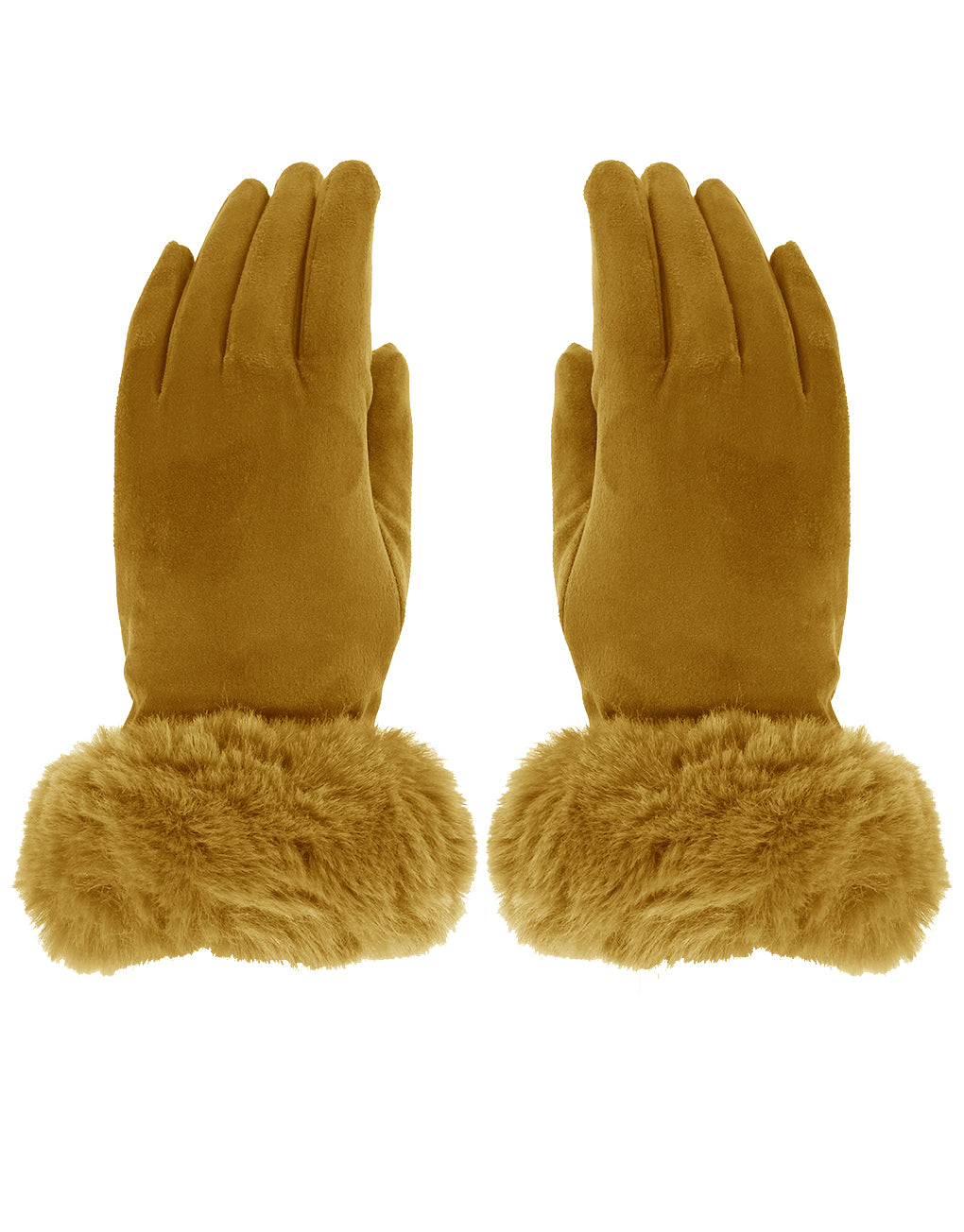 Faux Fur Cuff Suede Gloves